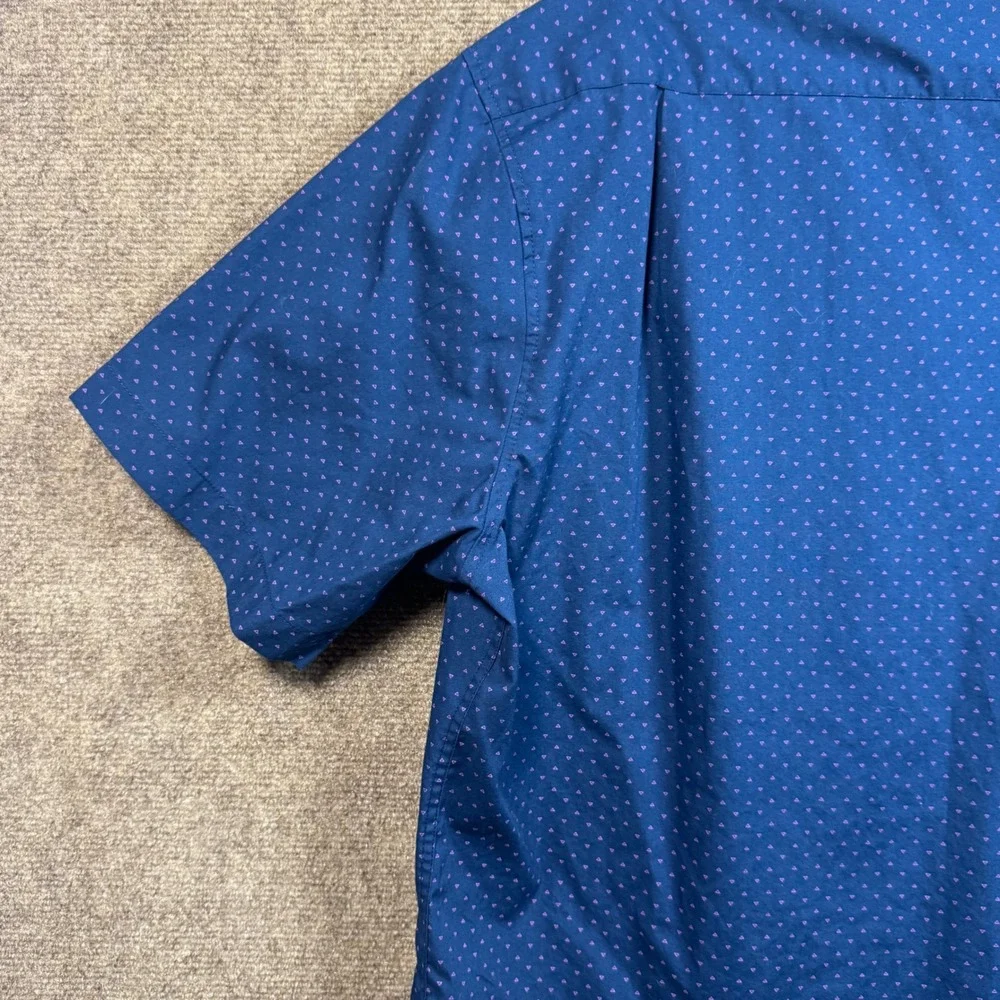 Beverly Hills Polo Club Button Down XL Short Sleeve Geometric Navy Blue